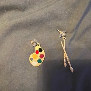Paint brush and canvas earrings